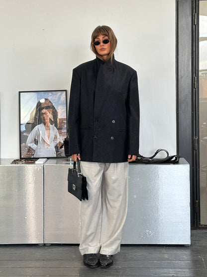 Italian Vintage Pure Wool Double Breasted Blazer - 40R/XL