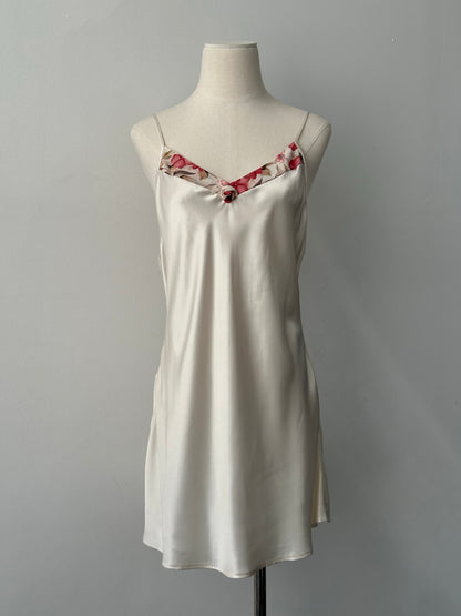 USA Vintage 1990s Floral Satin Mini Slip Dress - S