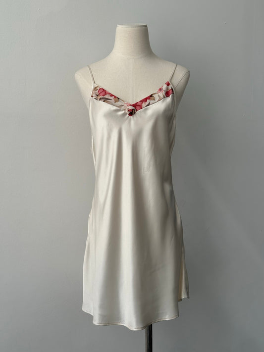 USA Vintage 1990s Floral Satin Mini Slip Dress - S