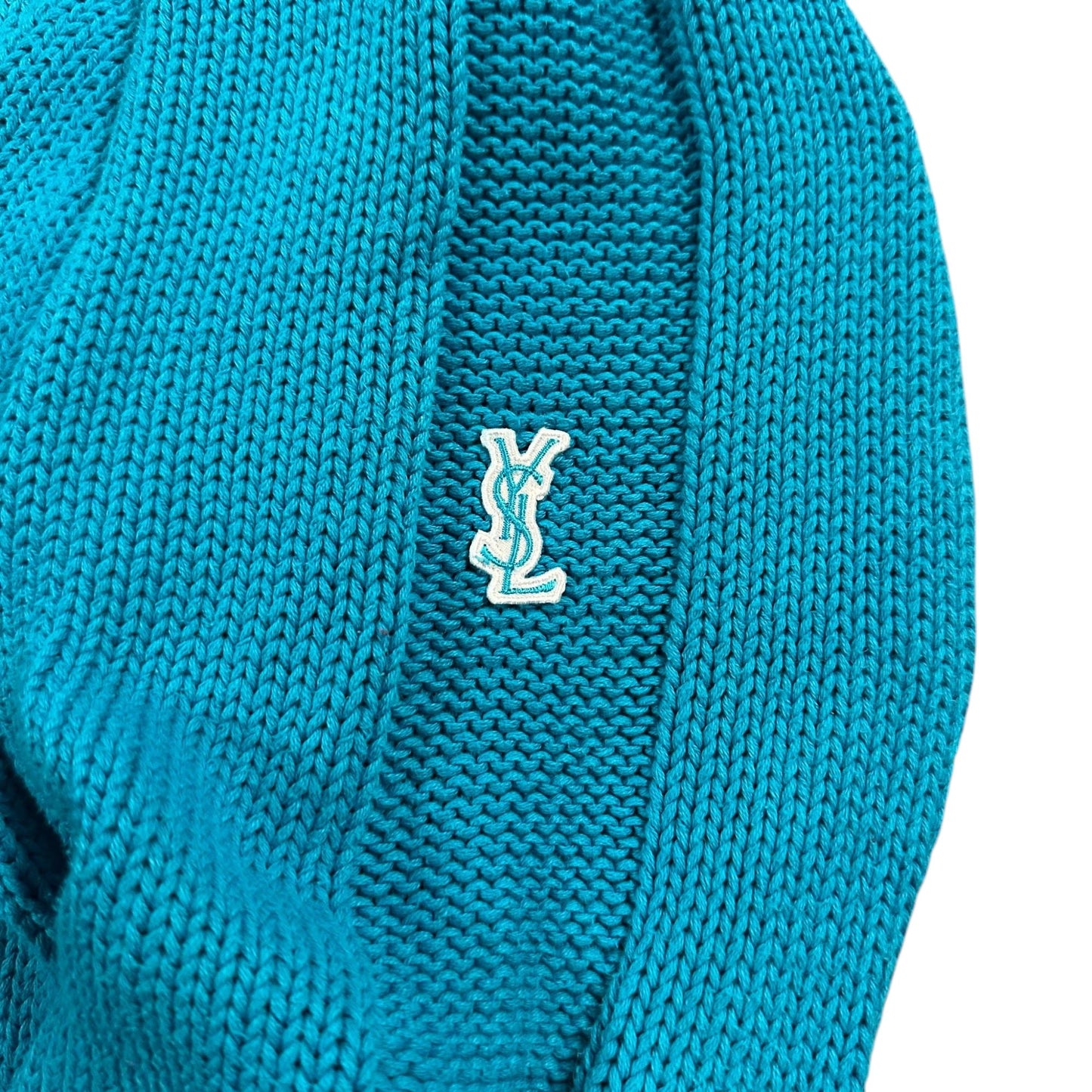 Vintage 90s YSL Yves Saint Laurent Knit Jumper Size M | Medium, Blue