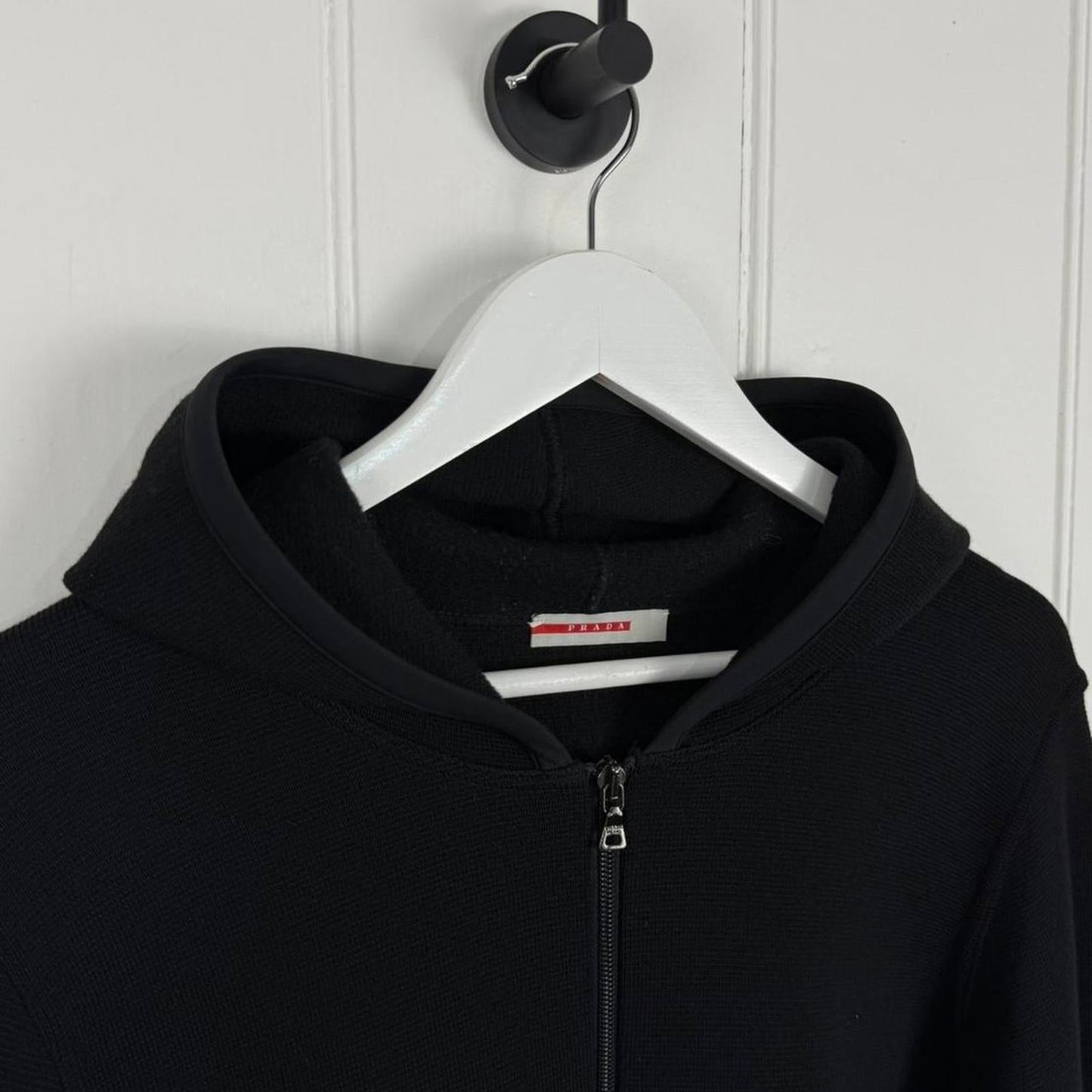 2000's Prada Wool Zip Hoodie Black (L/XL) | Large, Black
