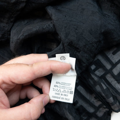 Vintage 90s Fendi Sheer Monogram Long Sleeve Button Up Shirt Size XL | XL, Black