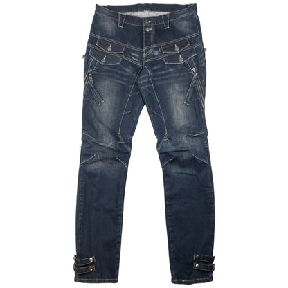 Vintage PPFM Multi Zip Denim Jeans Size W35