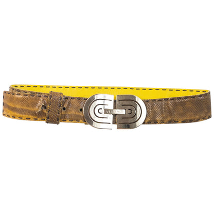 Vintage 90s Versace Snakeskin Leather Belt Size S | O/S, Brown