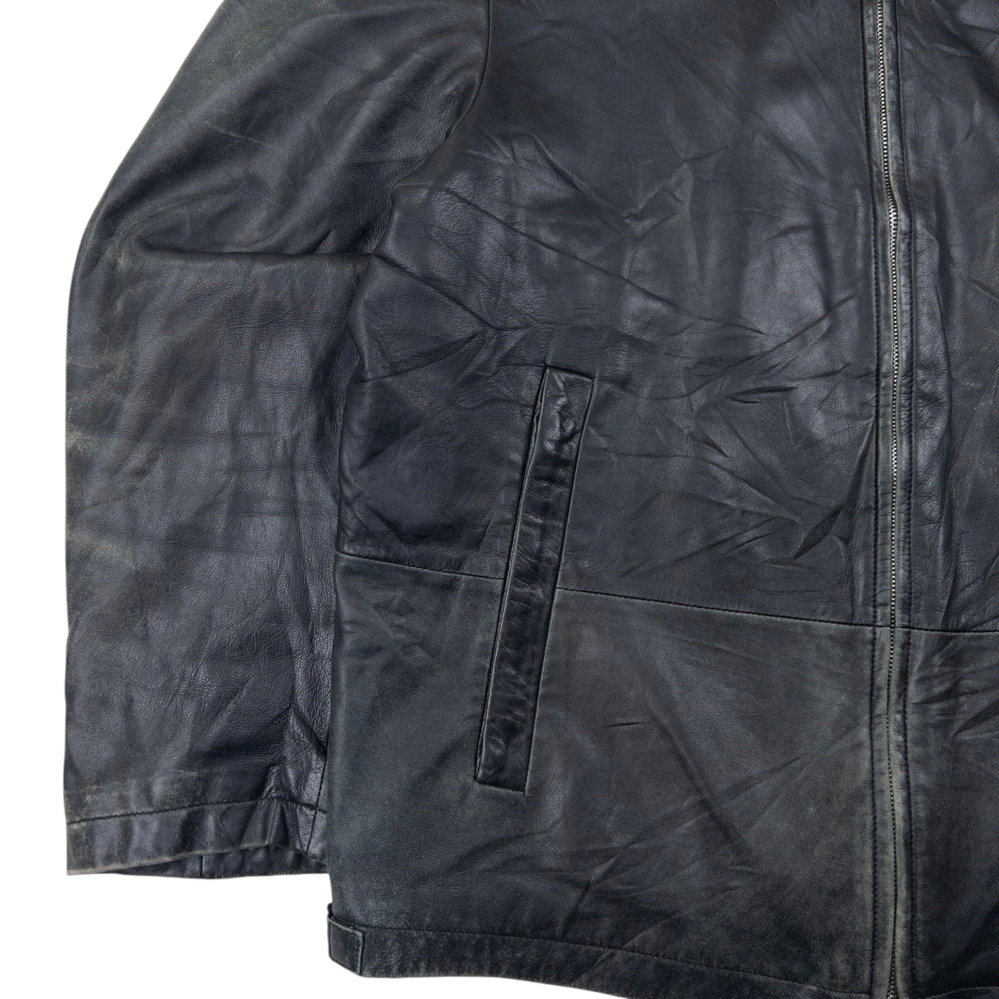 Vintage Hugo Boss Zip Up Leather Jacket Size L