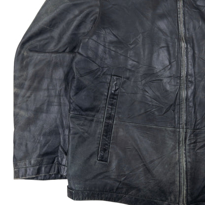 Vintage Hugo Boss Zip Up Leather Jacket Size L
