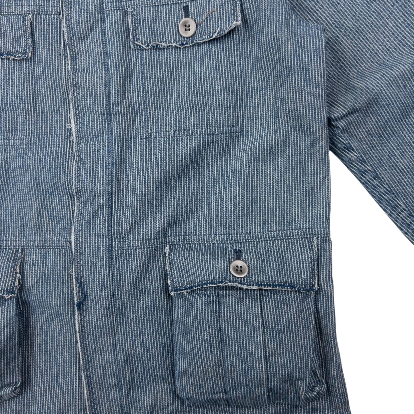 Vintage Plantation By Issey Miyake Striped Denim Jacket Size S