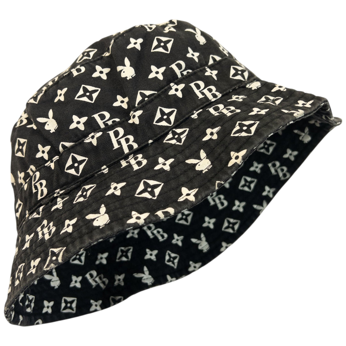Vintage 2000s Playboy Monogram Bucket Hat | O/S, Black