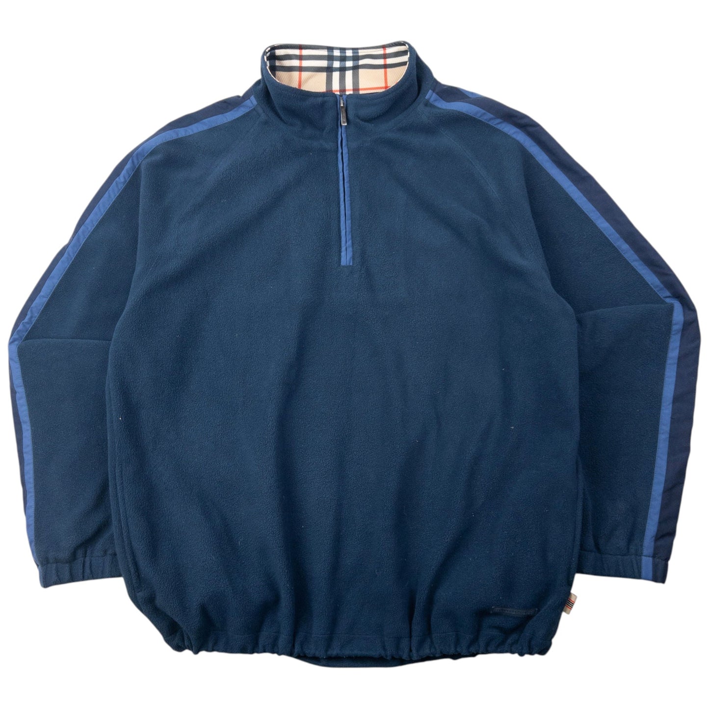 Vintage 2000s Burberry Nova Check Collar Q Zip Fleece Sweatshirt Size L | Large, Blue