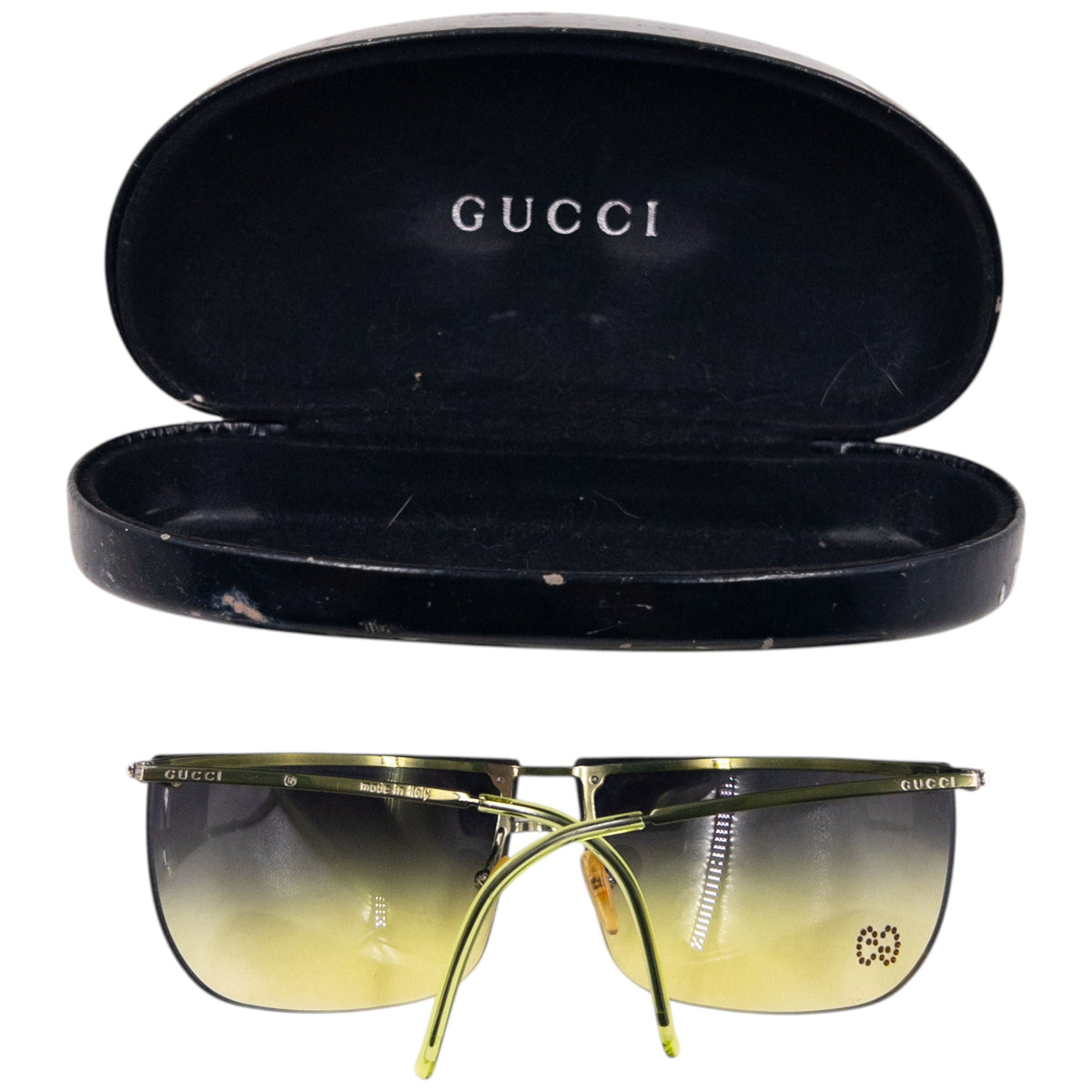 Vintage 2000s Gucci By Tom Ford Diamanté Rimless Sunglasses | O/S, Green
