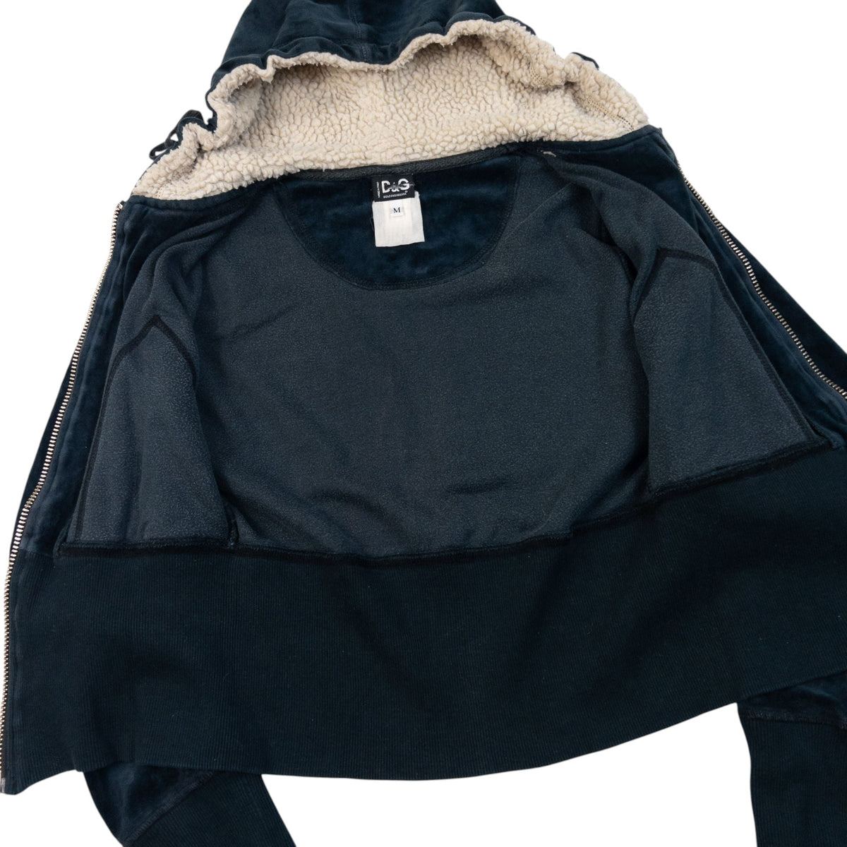 Vintage 2000s Dolce & Gabbana Velour Zip Up Hoodie Womens Size M | Medium, Navy