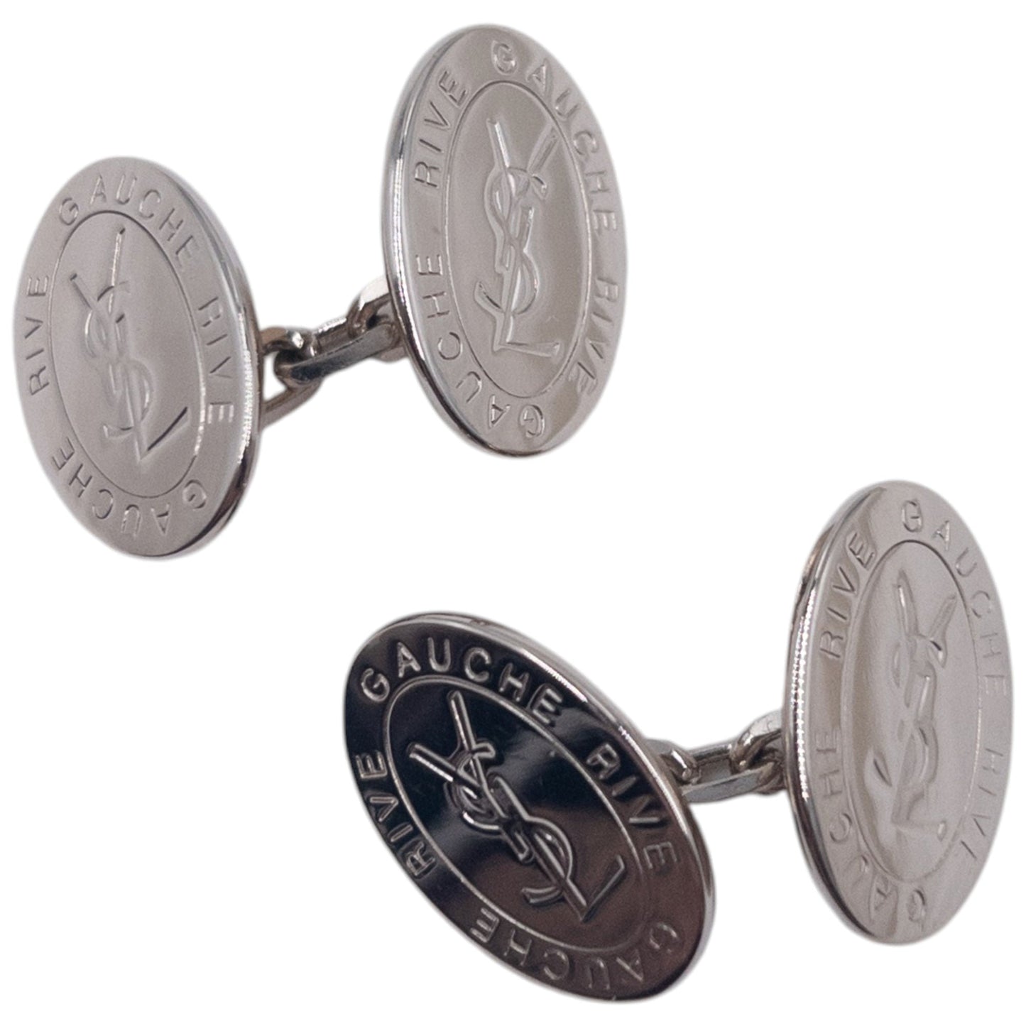 Vintage YSL Yves Saint Rive Gauche Embossed Chain Cuff Links | O/S, Gold
