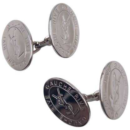 Vintage YSL Yves Saint Rive Gauche Embossed Chain Cuff Links | O/S, Gold