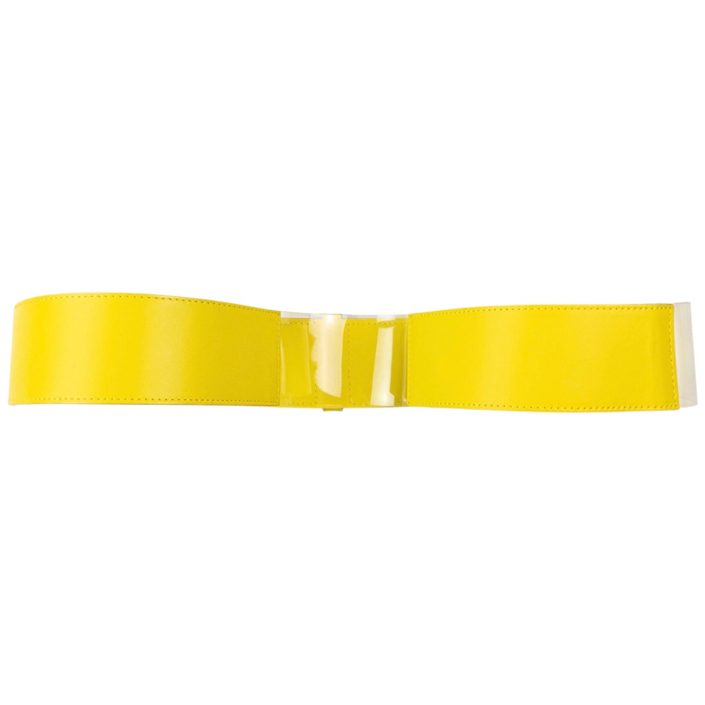 Vintage 2000s Issey Miyake Leather & Clear Vinyl Belt Size XL | O/S, Yellow