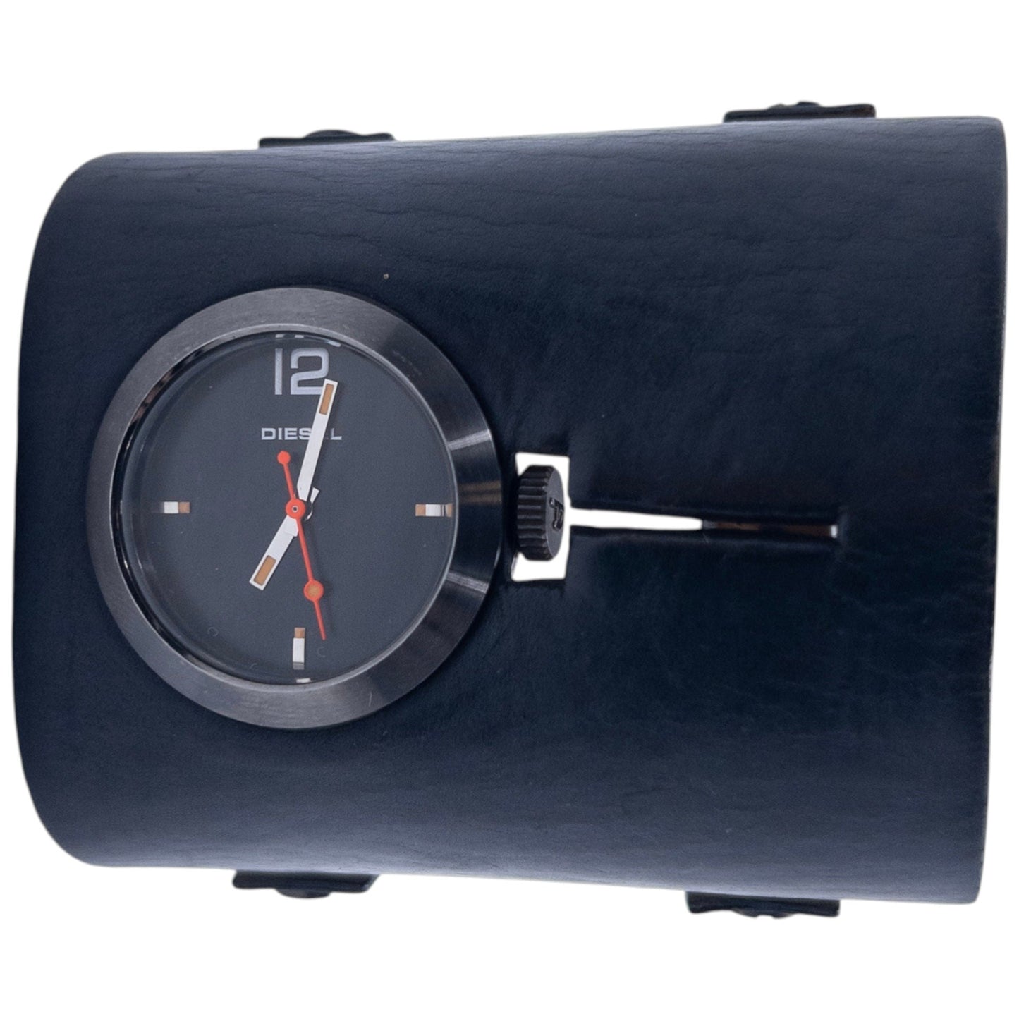 Vintage 2000s Diesel Double Buckle Leather Cuff Watch | O/S, Black