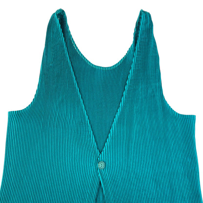 Vintage 90s Issey Miyake Pleated Longline Vest Dress Womens Size L | Large, Green