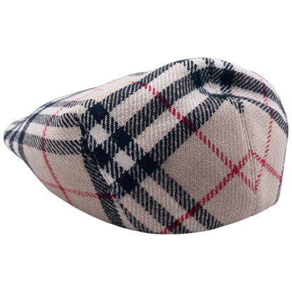 Vintage 80s Burberry Nova Check Wool Flat-Cap Hat Size M | O/S, Beige