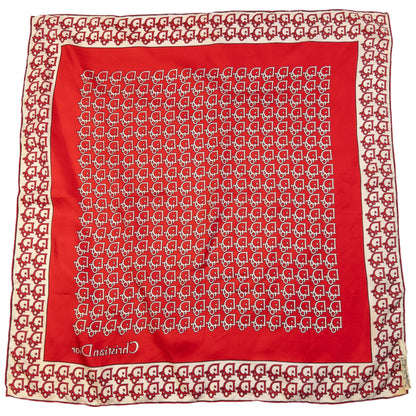 Vintage 80s Dior Monogram Silk Scarf | O/S, Red