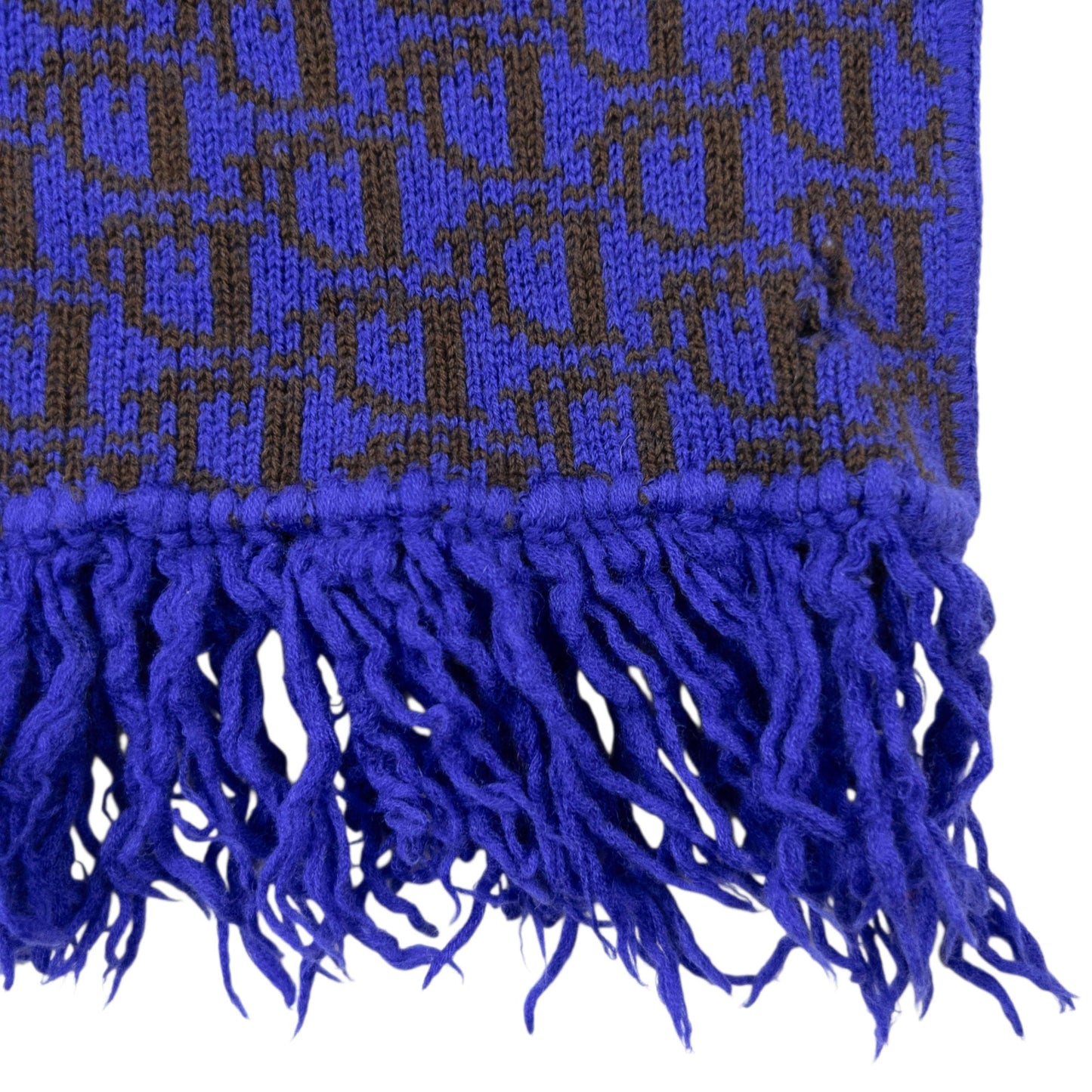 Vintage 90s Dior Monogram Wool Tassel Scarf | O/S, Brown