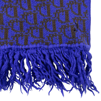 Vintage 90s Dior Monogram Wool Tassel Scarf | O/S, Brown