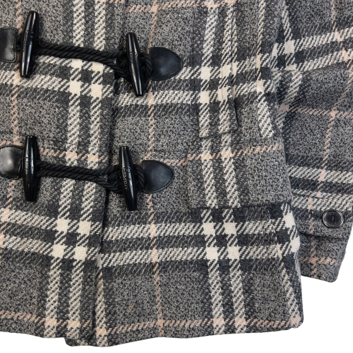 Vintage 2000s Burberry Nova Check Wool Duffle Jacket Womens Size M | O/S, Grey