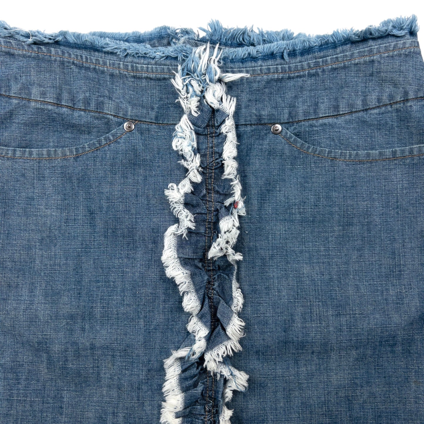 Vintage 2000s Cabane De Zucca By Issey Miyake Denim Ruffle Skirt Womens Size W29
