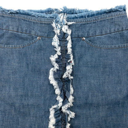 Vintage 2000s Cabane De Zucca By Issey Miyake Denim Ruffle Skirt Womens Size W29