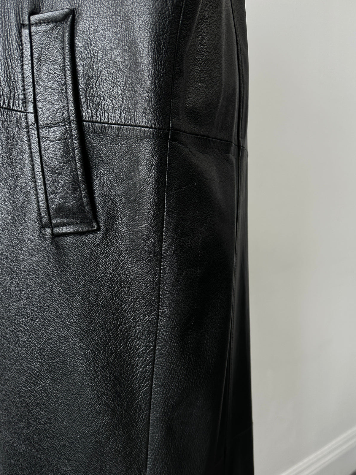 Vintage 1990s Floor Length Leather Trench Coat - L