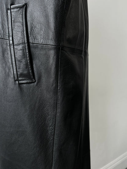 Vintage 1990s Floor Length Leather Trench Coat - L