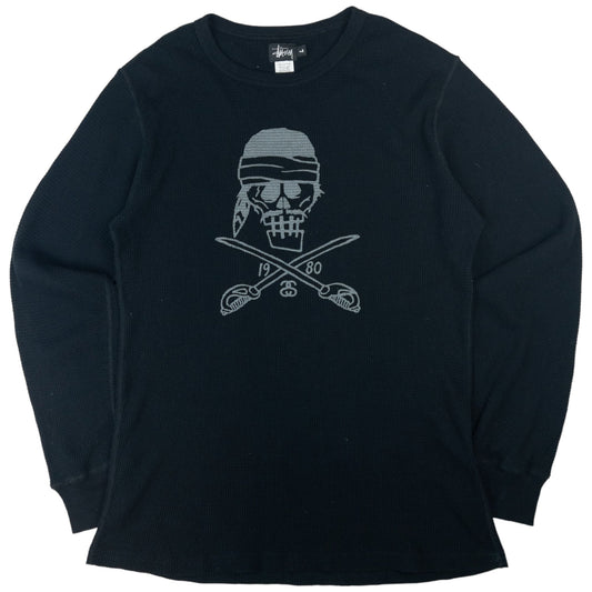 Vintage Stussy Pirate Skull Waffle Knit Jumper Size L