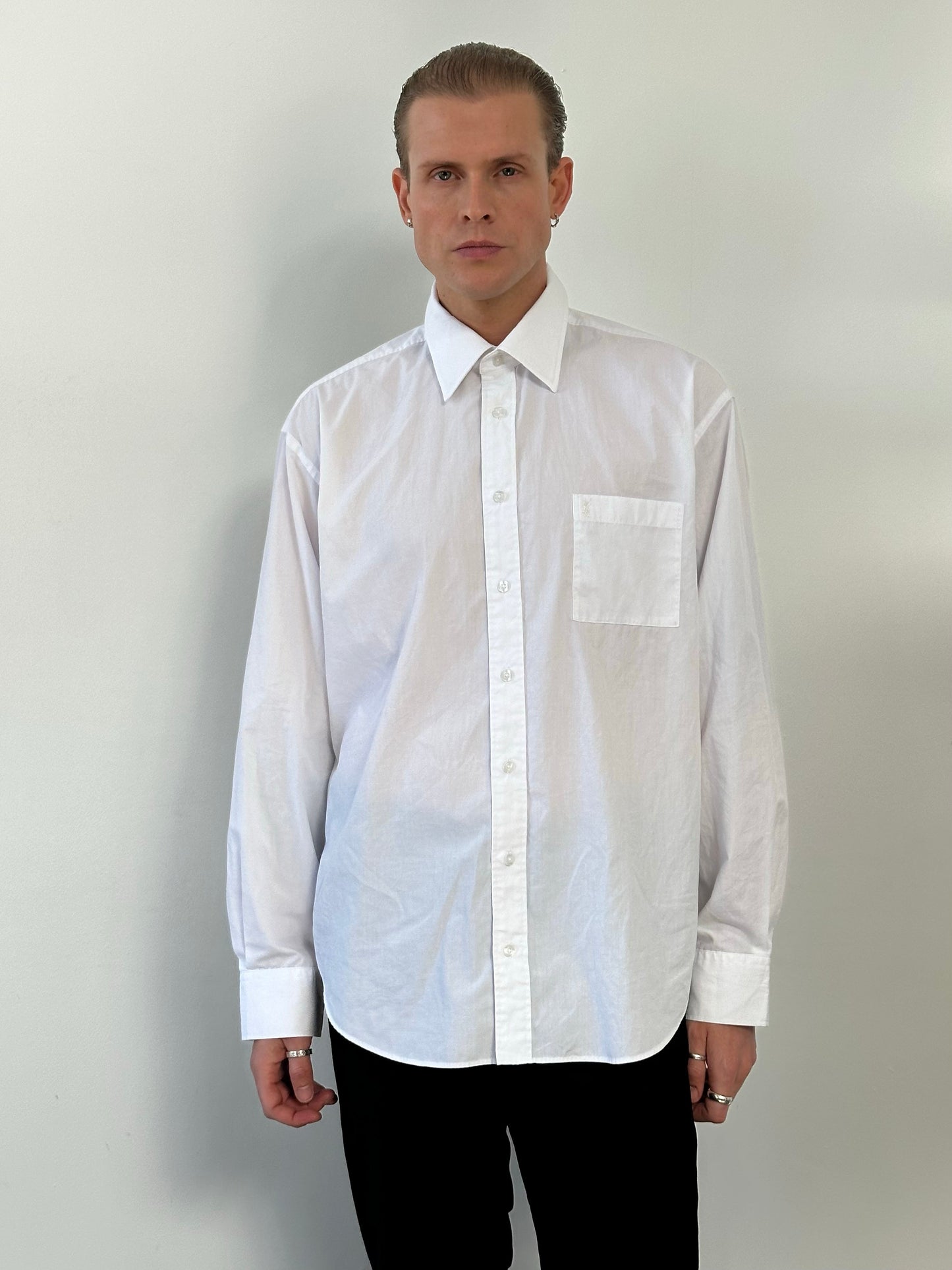 Yves Saint Laurent 1990s Cotton Logo Shirt - XL