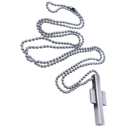 Vintage 2000s Gucci Silver Cross Pendant Necklace | O/S, Grey