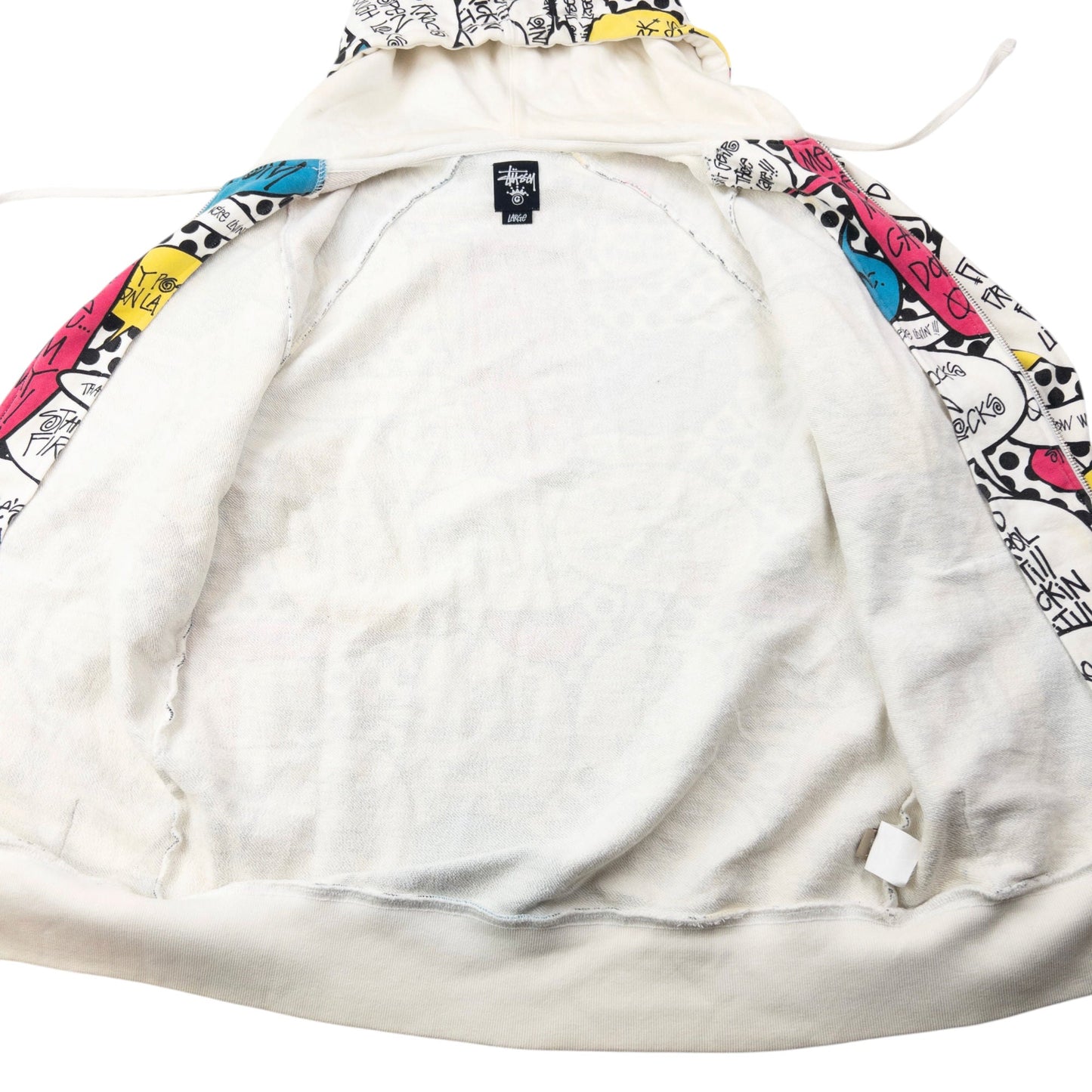 Vintage 2000s Stussy Speech Bubble Zip Up Hoodie Size L | Large, Multicolour