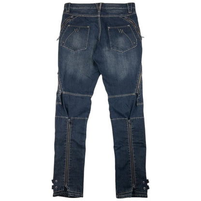 Vintage PPFM Multi Zip Denim Jeans Size W35