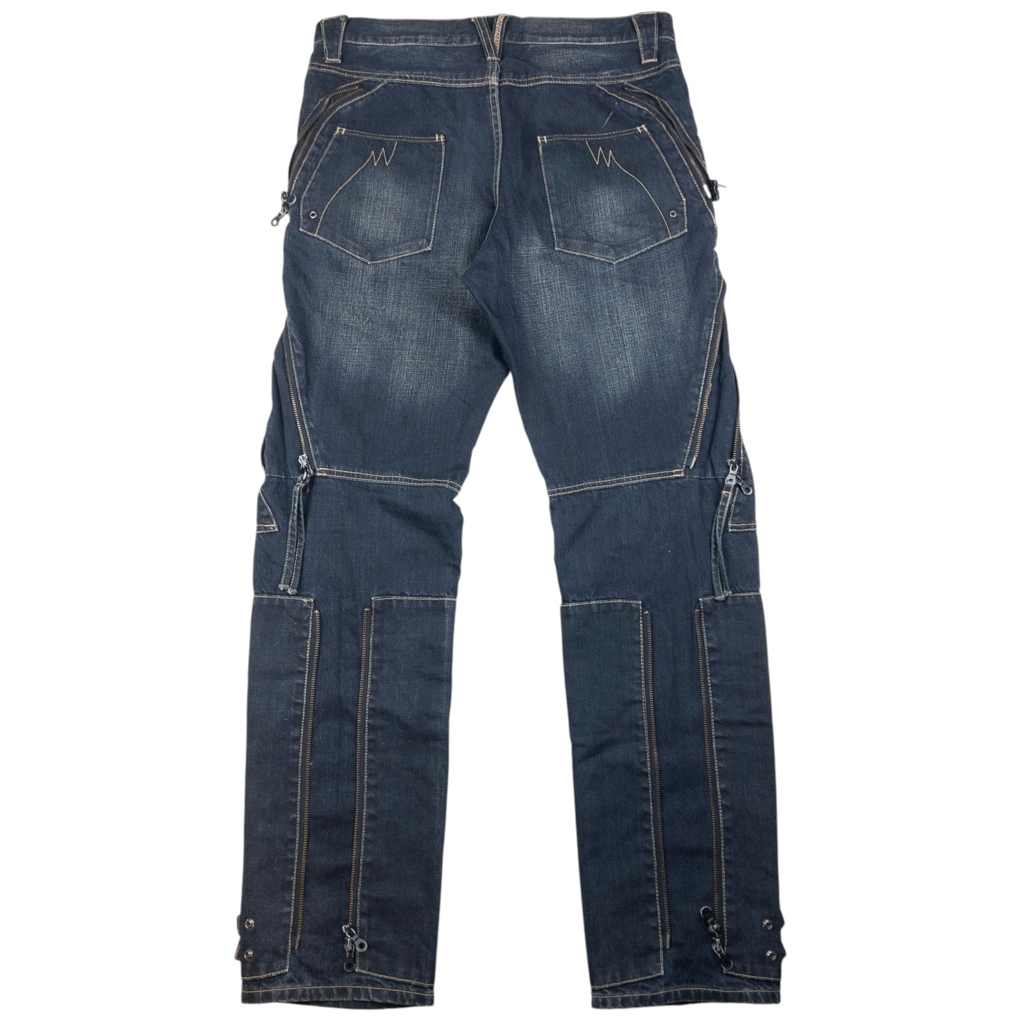メンズ PPFM multi zip design denim pants