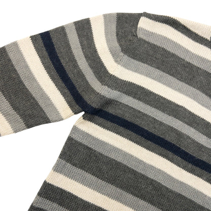 Vintage 2000s Stussy Striped Wool Knit Jumper Size M | Medium, Grey