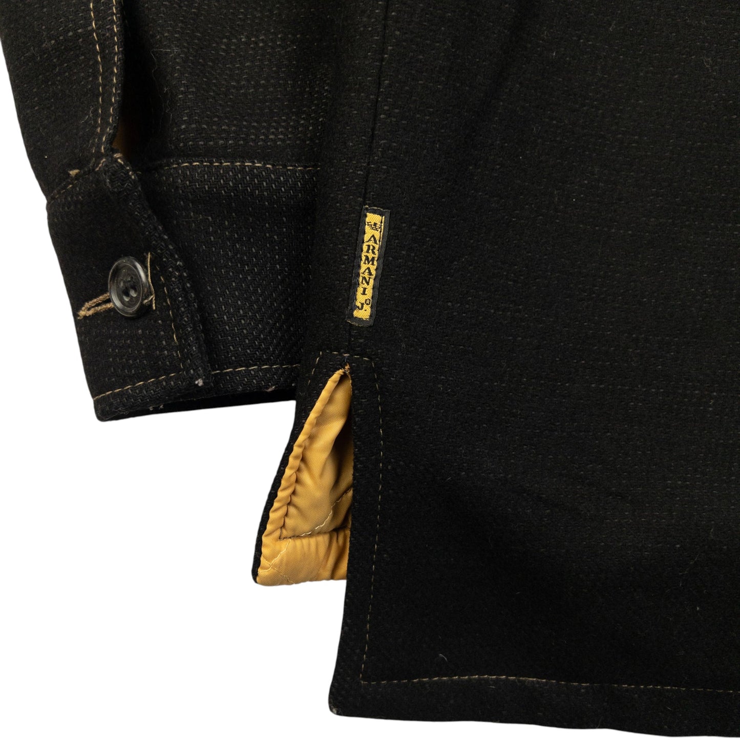 Vintage 2000s Armani Jeans Zip Up Wool Jacket Size M | Medium, Black