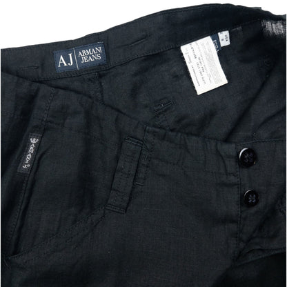 Vintage Armani Jeans Zip Detail Linen Trousers Size W31