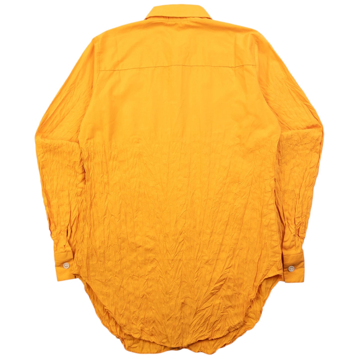 Vintage 2000s Issey Miyake Long Sleeve Button Up Crinkle Shirt Size S | Small, Orange