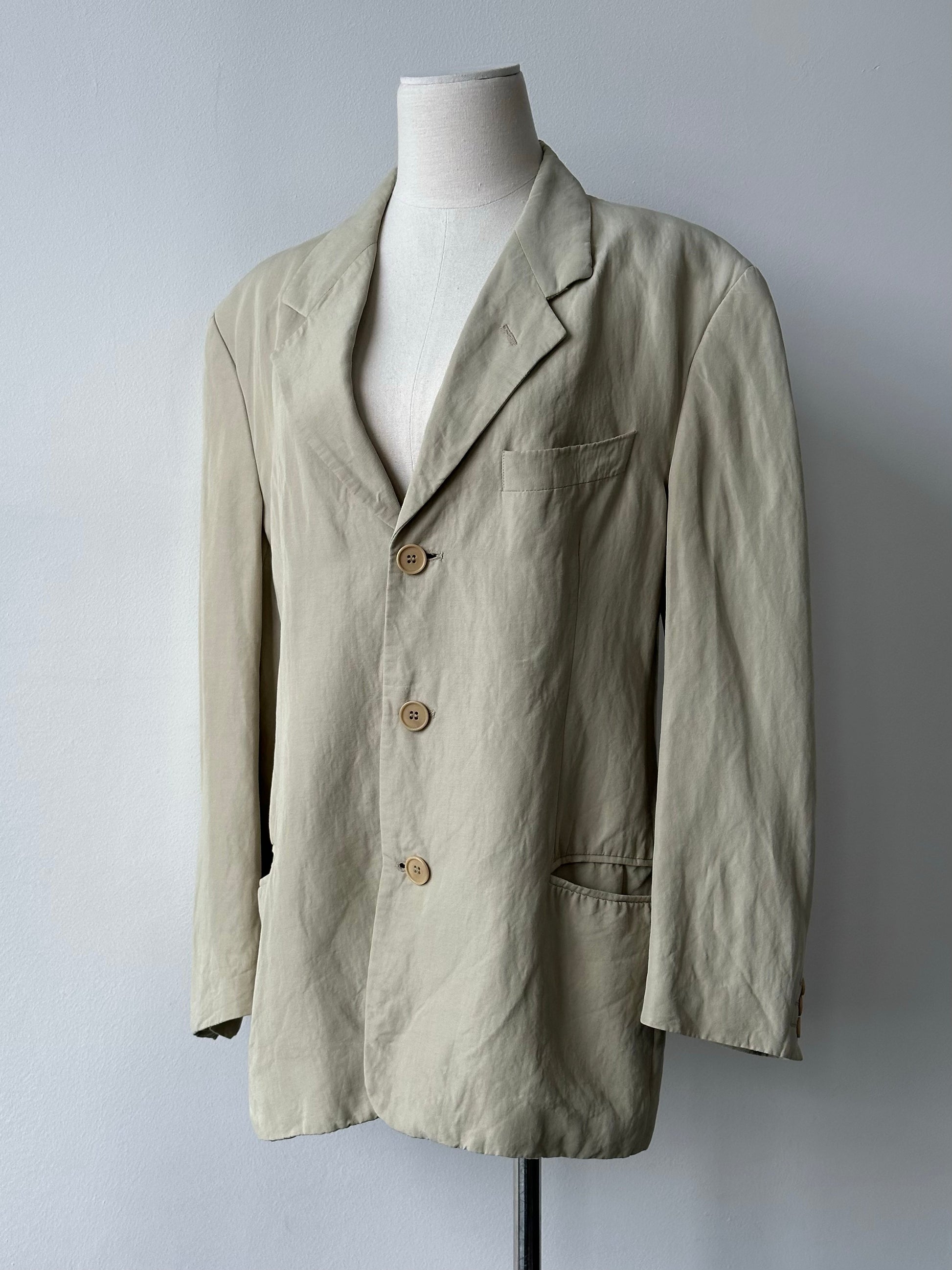 Emporio Armani 1990s Linen Single Breasted Blazer - M