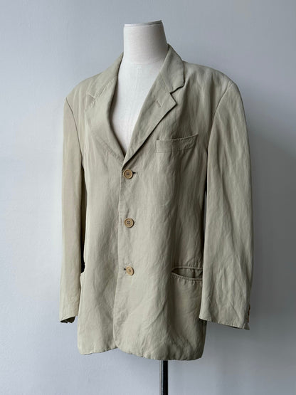 Emporio Armani 1990s Linen Single Breasted Blazer - M