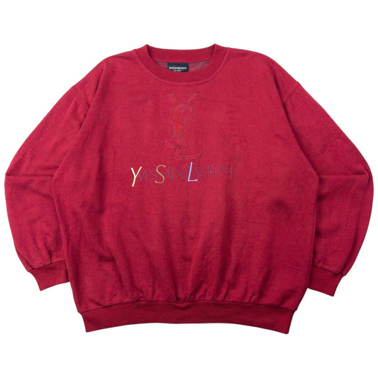 Vintage YSL Yves Saint Laurent Embroidered Sweatshirt Size M