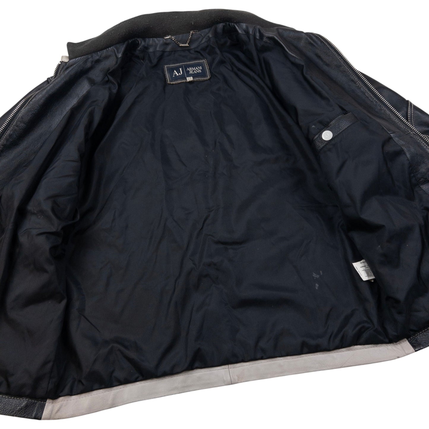 Vintage Armani Jeans Embossed Leather Biker Jacket Size M