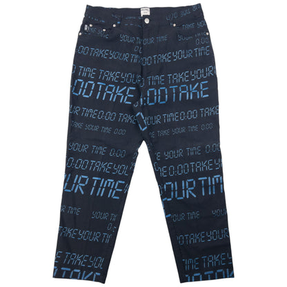 Vintage 2000s Moschino Jeans Take Your Time Digital Monogram Trousers Size W36
