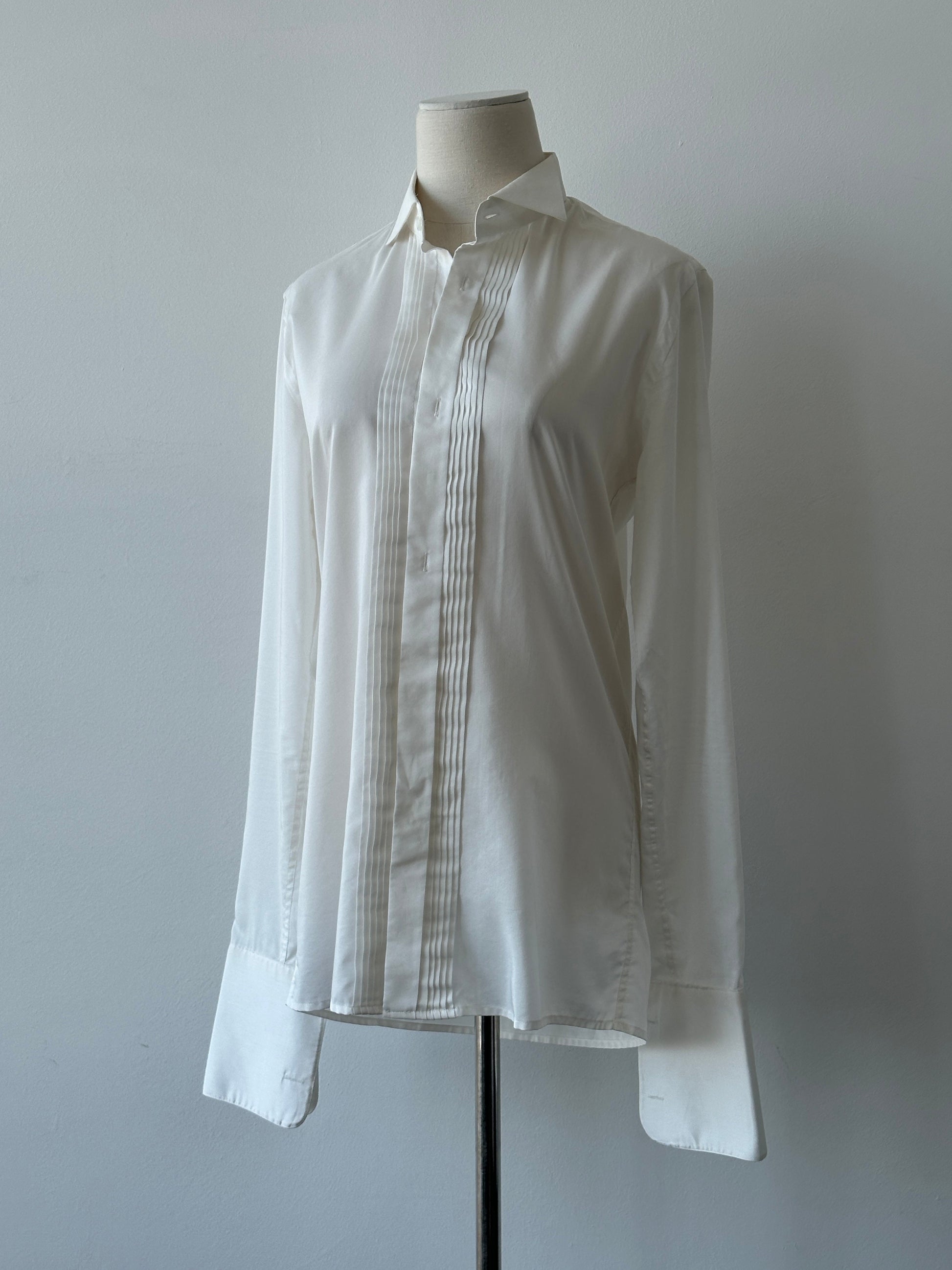 Vintage 2000s Cotton Tuxedo Dress Shirt - S