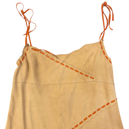 Vintage 2000s Dolce & Gabbana Suede Slip Dress Womens Size M | Medium, Beige