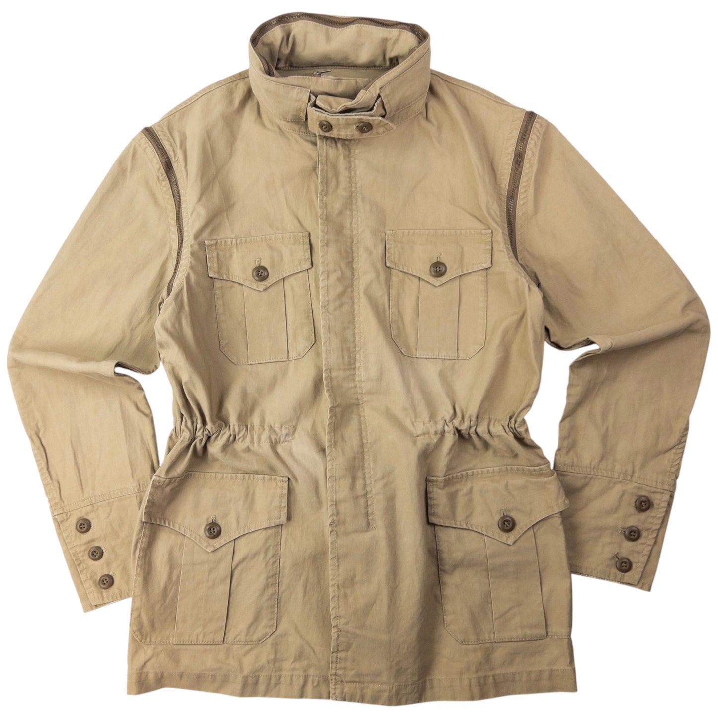 Vintage PPFM Convertible Zip Off Sleeve Military Jacket Size L