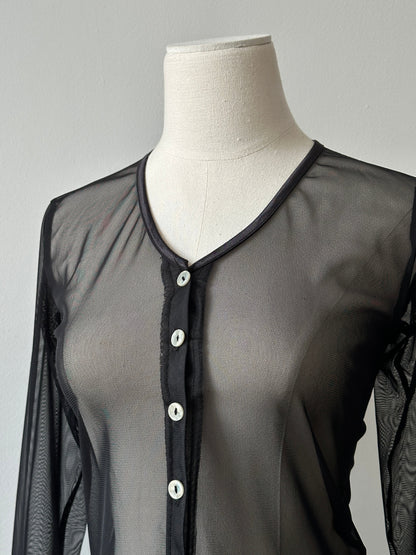 Vintage 1990s Nylom Sheer Cardigan - S
