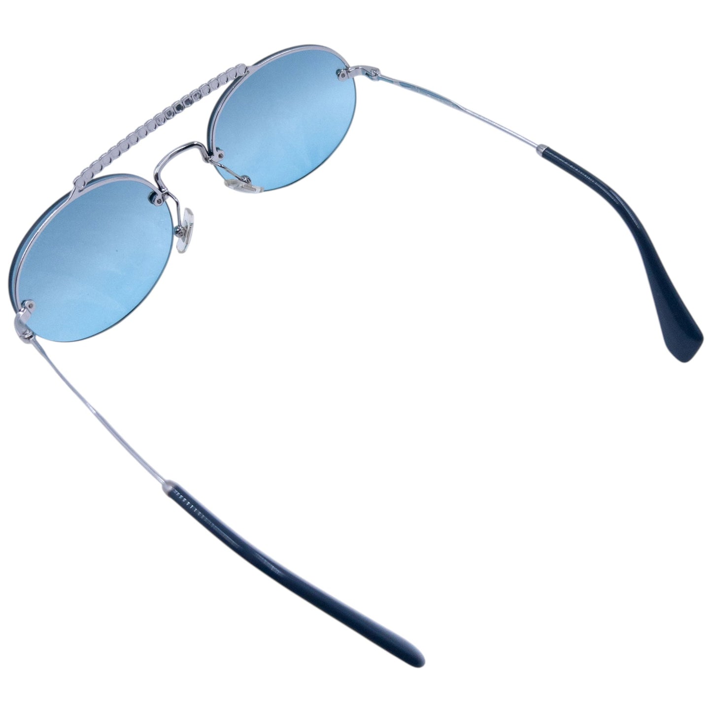 Miu Miu Bejewelled Rimless Sunglasses | O/S, Blue