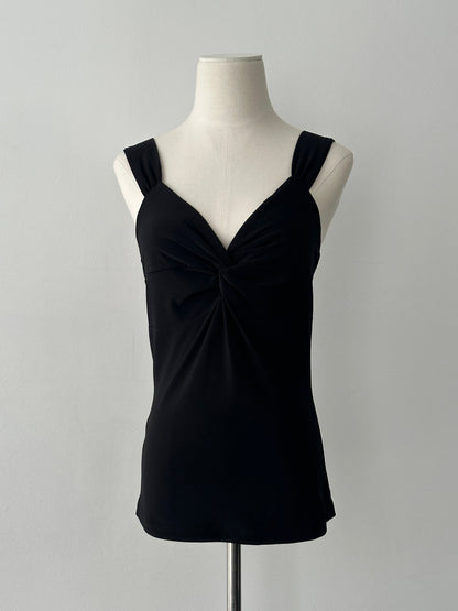 USA Vintage 2000s Twist Front Sleeveless Fitted Top - S